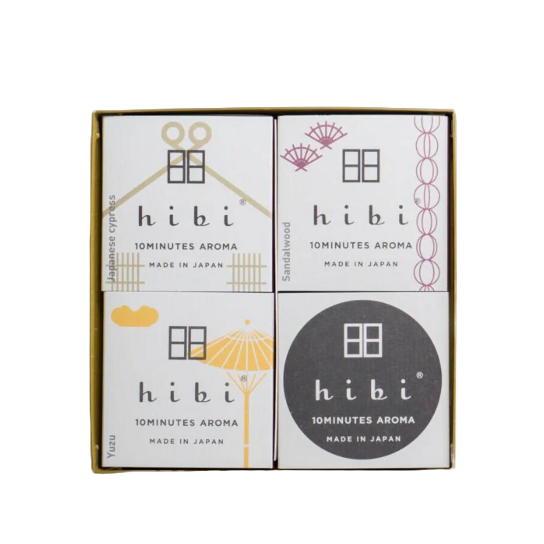 HIBI Incense Sticks 3-Pack with Japanese Cypress, Sandalwood and Yuzu fragrances