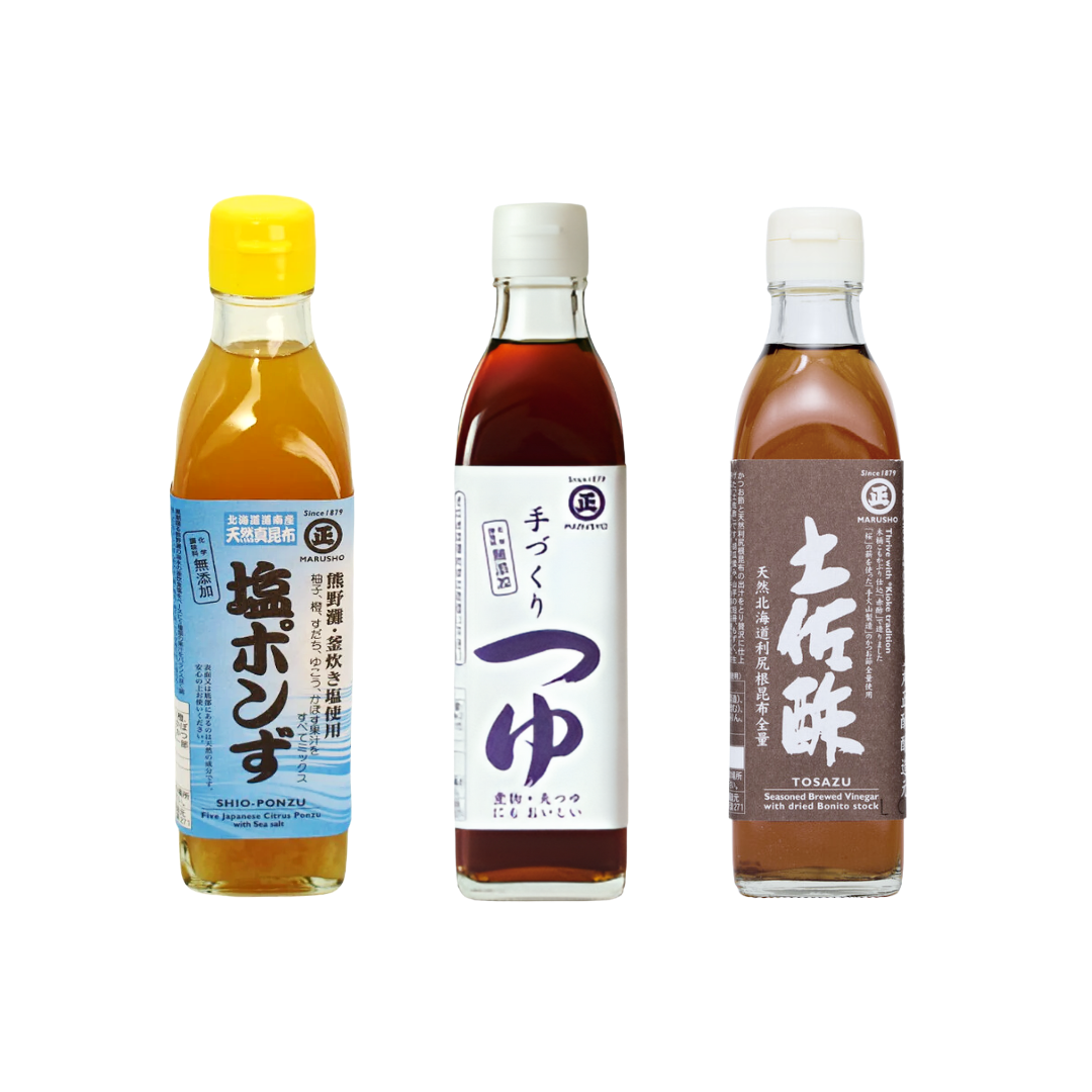Trio Marusho | Shio Ponzu, Tezukuri Tsuyu, Tosazu (3 × 300 mL)